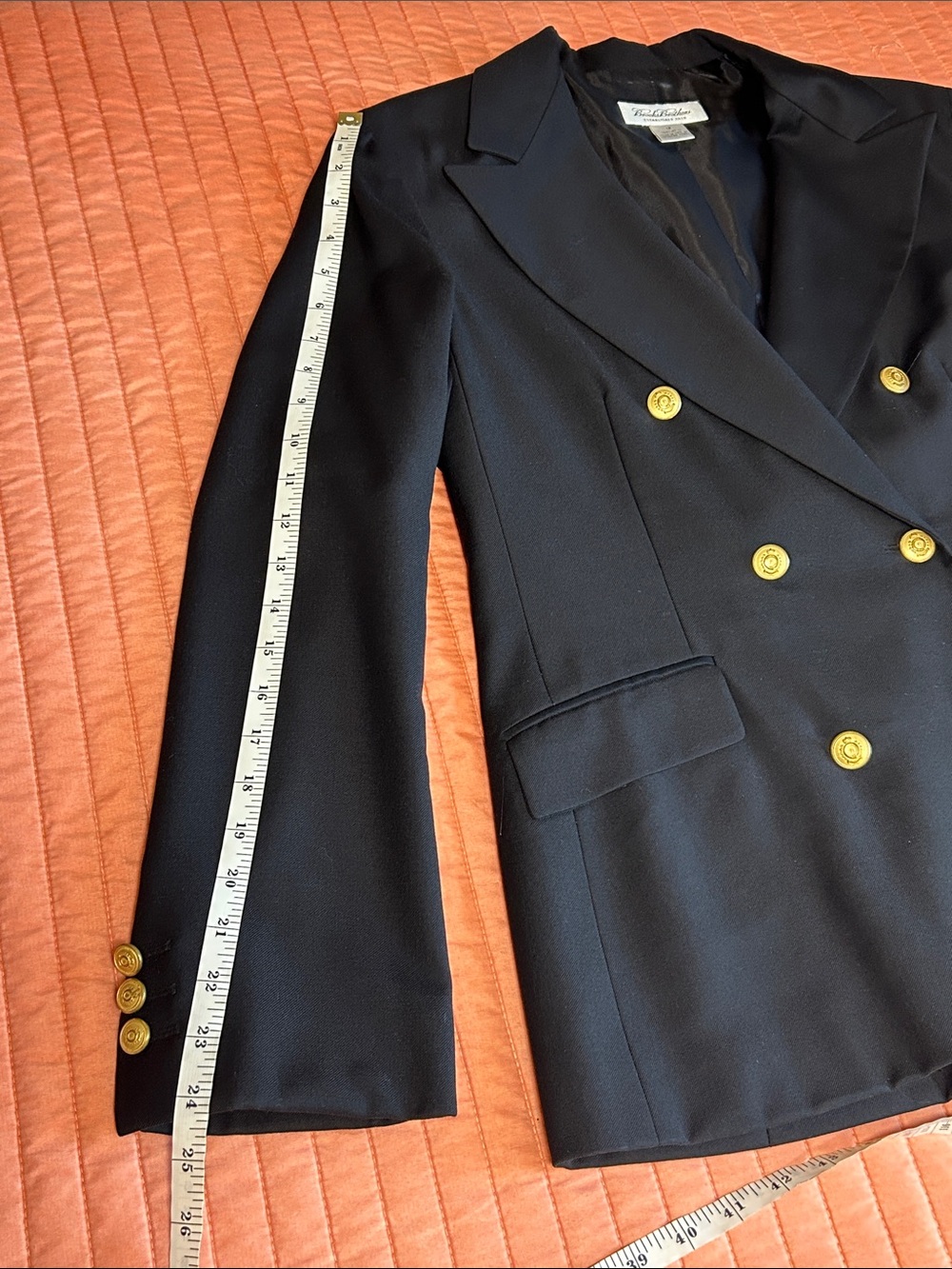 Vintage Brooks Brothers Preppy Wool double breasted blazer Navy women’s 12 - Picture 14 of 16